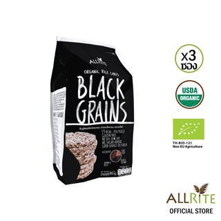 (แพ็ค 3 ห่อ สีดำ) Allrite Black Grains ธัญพืชออร์แกนิคอบกรอบ ชนิดรวมธัญพืชสีดำ 80 กรัม