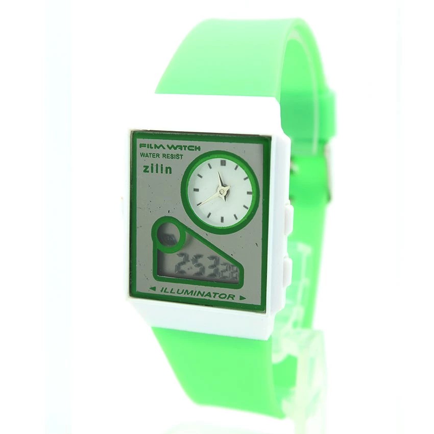 Zilin Watch นาฬิกาข้อมือ สายยาง 2 ระบบ เข็มและDigital - Z0007 (Green-Apple)