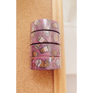 🫧  BUBBLE (BOBA) TEA PURPLE WASHI TAPE 🫧  วาชิเทป เทป ชานม ไข่มุก สีม่วง