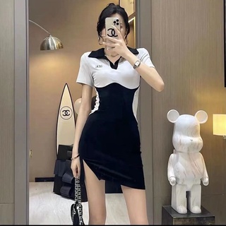 Dress women wrap fashion polo neck short sleeve dresses