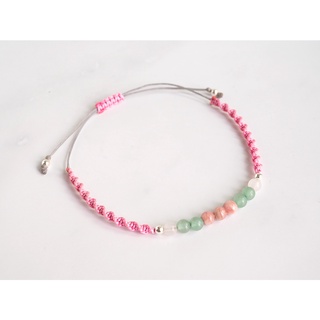 กำไลหิน จักระ 4th Heart Chakra สไตล์มินิมอล ถักลายสวยงาม ประดับด้วยเม็ดเงินแท้ 92.5% Chakra Gemstone Bracelet