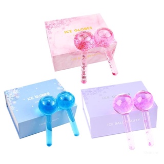 Xixi 2pcs Large Beauty Ice Hockey Energy Beauty Crystal Ball Facial Cooling Ice Globes Water Wave Face and Eye Massage Skin Care