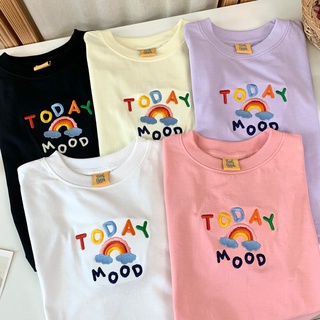 F003 เสื้อครอป ผ้าคอตตอน ปัก Today mood