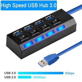 USB HUB 3.0 4/7 พอร์ต USB 2.0 HUB Splitter พร้อมบน/ปิด USB C Hab ความเร็วสูง 5Gbps สำหรับ PC คอมพิวเตอร์อุปกรณ์เสริม