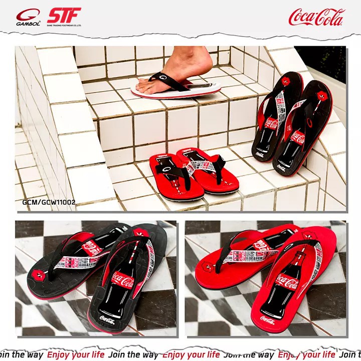 DF GAMBOL Coca-Cola Collection รองเท้าแตะ รองเท้าลำลอง สำหรับผู้ชาย ผู้หญิง แบบสวม แบบหนีบ รุ่น GC11002 โดย STF FOOTWEAR