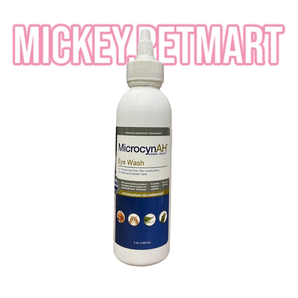 Microcyn​ AH Eye​ Wash 120ml. ช่วยบำรุงและทำความสะอาดผิวรอบดวงตา​สำหรับสัตว์​เลี้ยง​