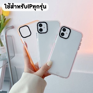 -พร้อมส่งในไทย-ซิลิโคนนุ่ม เคสใส เคสเหลี่ยมกันกระแทก กล้อง สีลูกกวาด สำหรับIP 7/8/7P/XR/11/12/13/13PRO/13PROMAX #034