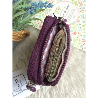 กระเป๋าเหรียญผ้า 2 ซิบ ขนาด 12 cm. มีสายคล้องมือถอดออกได้ ขนาดกระทัดรัด #เหรียญผ้า 2 ซิบ