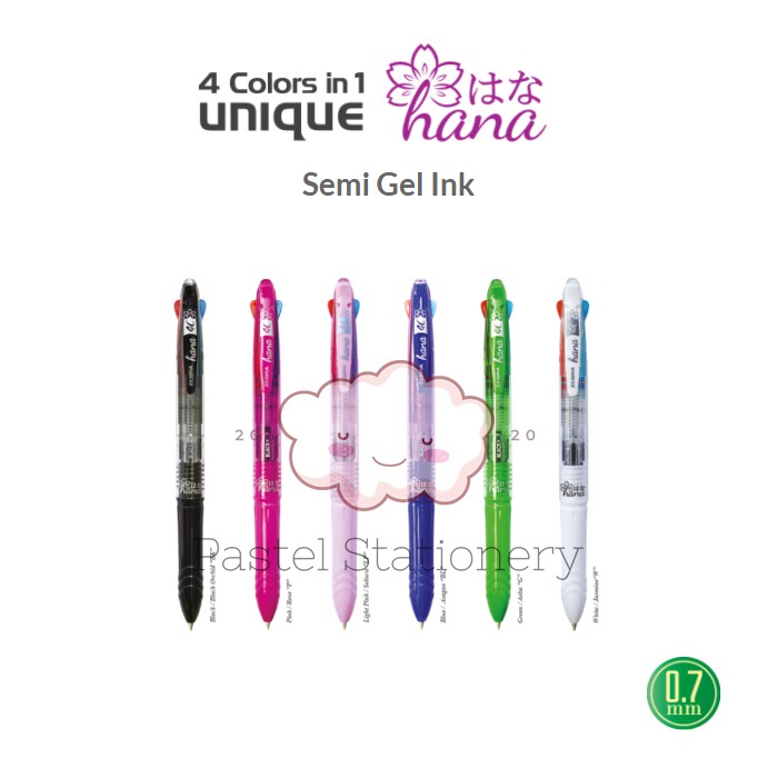 Zebra Hana 4c 0.7mm ปากกากึ่งเจล 4 สี