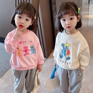 🎈 เสื้อผ้าเด็ก🎈 เสื้อสเวตเตอร์เด็กผู้หญิง เสื้อเด็ก ลายการ์ตูน ผ้าใส่สบาย🐬🐬 90-140 หลา