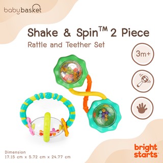 Bright Starts Grabn Spin Barbell Rattle ชุดของเล่นเขย่า Grab n Spin Barbell Rattle ชุดของขวัญสำหรับคุณหนู 2 ชิ้น