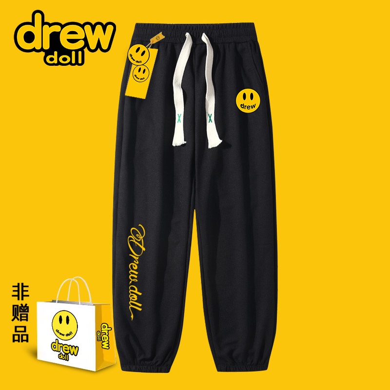 Drew Co-Branded กางเกงวอร์มขายาวลําลอง ทรงหลวม ทรงตรง ลายหน้ายิ้ม แนวสตรีท สําหรับผู้ชาย และผู้หญิง ราคา ถูกที่สุด ดีลบีเคเค แกลเลอรีภาพที่ 6
