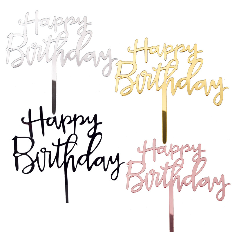 ป้าย Happy Birthday 4 แบบสําหรับตกแต่งเค้กวันเกิด