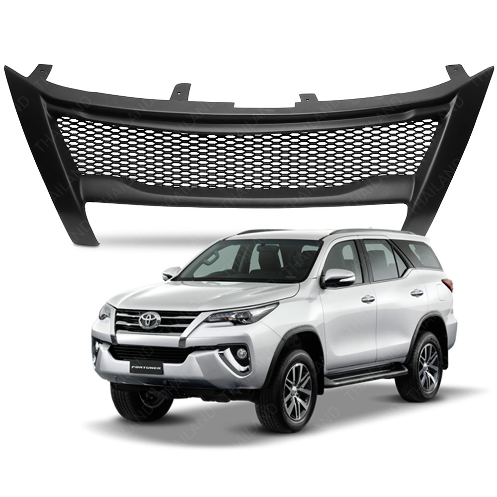 กระจังหน้า กระจังตาข่าย ไม่มีโลโก้ V.1 สีดำด้าน สำหรับ Toyota Fortuner ปี 2016-2017