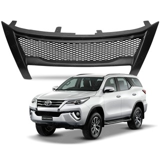 กระจังหน้า กระจังตาข่าย ไม่มีโลโก้ V.1 สีดำด้าน สำหรับ Toyota Fortuner ปี 2016-2017