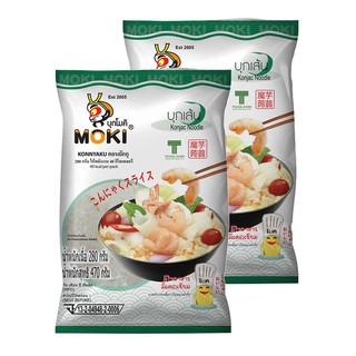 🔥สินค้าขายดี!! โมคิ คอนยักกุ บุกเส้นแบน 470 กรัม x 2 ถุง Moki Konnyaku Thin Konjac Noodle 470 g x 2 Bags