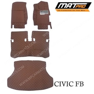 MatPro พรมปูพื้นเข้ารูป5D 6D Premium Fitted Leather Car Mats สำหรับรถรุ่นHONDA CIVIC FB ปี2012-2014 จำนวน 4ชิ้น