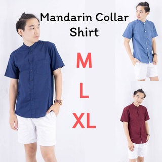 เสื้อเชิ้ตคอจีน เสื้อคอจีน/แขนสั้น M/L/XL ผ้า OXFORD - SHIRT  เสื้อเชิ้ตผู้ชาย คอจีน แขนสั้น