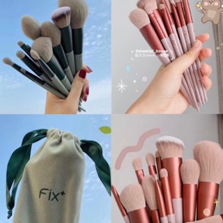 🌈🌈 พร้อมส่ง ‼️ แปรงแต่งหน้าFix ชมพู/เขียว+ ถุงใส่แปรง
