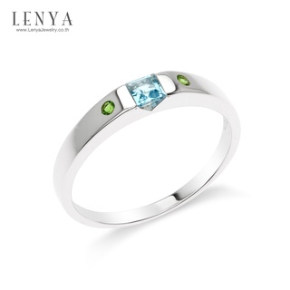 Lenya Jewelry แหวนบลูโทแพซ  ประดับโครมไดออพไซต์ (Chrome Diopside) ดีไซน์เรียบหรู สวมใส่แล้วบ่งบอกถึงสไตล์ได้เป็นอย่างดี