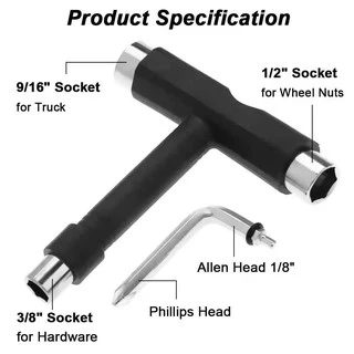 Skateboard เครื่องมือ Tool 9/13/14mm สำหรับสเก็ตบอร์ด ตัวเดียวจบครบทุกเบอร์ ที่ต้องใช้ปรับจูนตอนเล่น