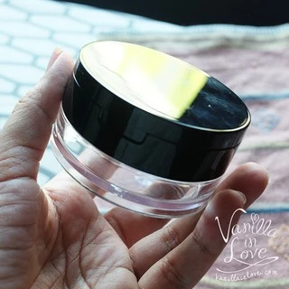 BA09 ตลับแป้งฝุ่นเปล่า สีดำ ตาข่ายกระจายแป้ง พร้อมพัฟแต่งหน้า Empty powder box ขนาด 20 กรัม