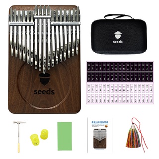 2021 Hot Seeds Kalimba 34 Key คาลิมบ้า Double layer 17 keys 21 Semitone Black Walnut Mbira Keyboards Fish Musical Instruments