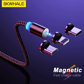 Bkwhale สายชาร์จ USB แม่เหล็ก LED Micro USB / Type C สายชาร์จ