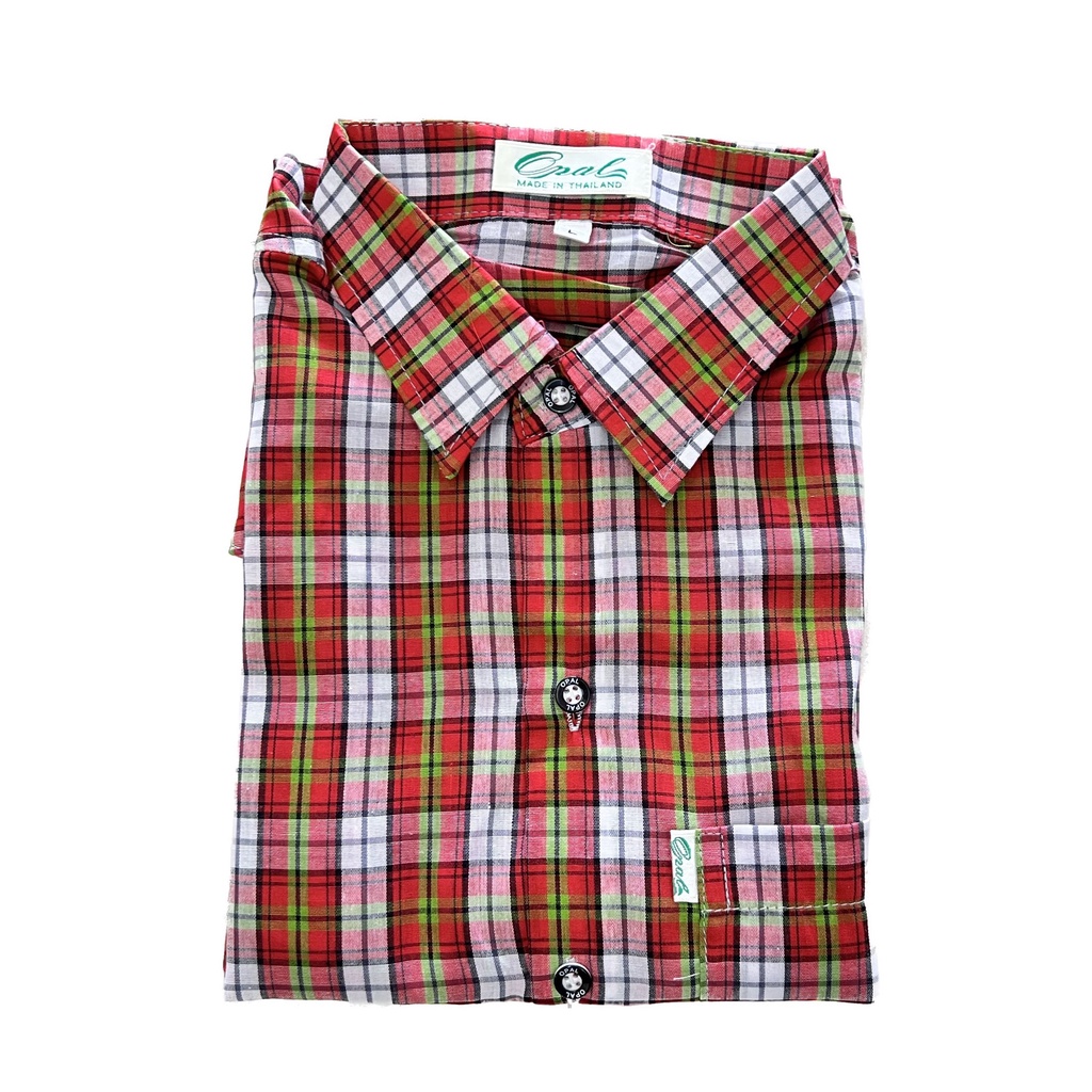 เสื้อเชิ้ตแขนสั้นลายสก๊อต แฟชั่นตัดอ้อย ใส่ทำงาน ใส่เข้าไร่เข้าส่ง เบาสบาย ไม่ร้อน  **ใส่ได้ทั้งชาย/หญิง