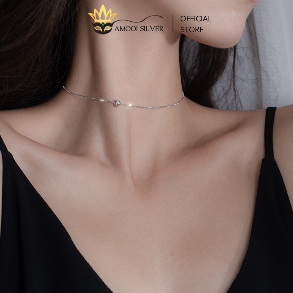 สร้อยคอโชคเกอร์เงิน S925 คุณภาพสูงพร้อมลูกบอล 1 ลูก - Amoi Silver AD58