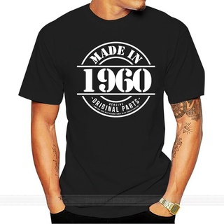 แขนสั้นcrew neckเสื้อยืดลําลอง พิมพ์ลาย Made in 1960 Him Dad Grandad Birthday แฟชั่นสําหรับผู้ชาย และผู้หญิงS-XXXXL