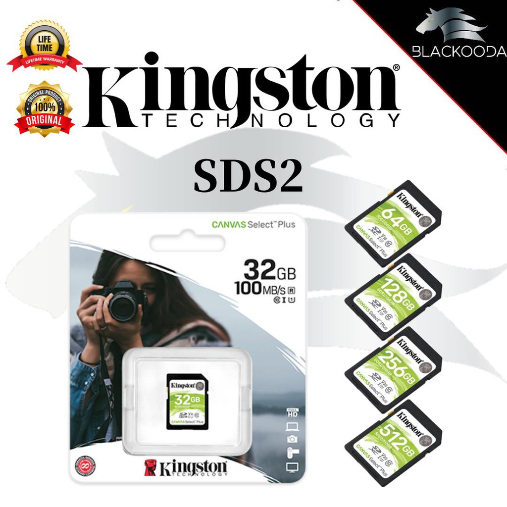 Kingston SD Card Canvas Select Plus SD 100MB/s Class10 SDS2 Memory Card (32GB/64GB/128GB)