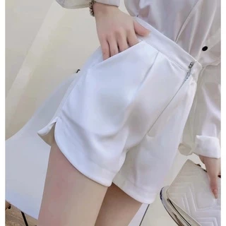 Cicishop(230)กางเกงขาสั้น ตะขอหน้า มีกระเป๋า สไตล์ มินิมอล ใส่วันชิลๆชิคๆ