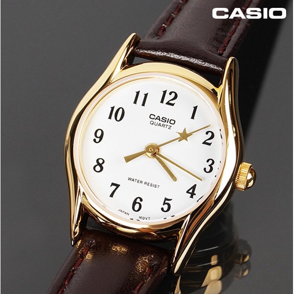 CASIO นาฬิกาข้อมือผู้หญิง รุ่น LTP-1094Q-7B4 สายหนังแท้ สีน้ำตาล หน้าปัดสีขาว (สินค้าขายดี) มั่นใจ ของแท้ 100% รับประกันสินค้า 1 ปีเต็ม