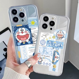 เคสโทรศัพท์มือถือ TPU เจลใส ขอบสี่เหลี่ยม กันกระแทก ลายการ์ตูนโดราเอมอนน่ารัก สําหรับ Samsung Galaxy A33 A53 A73 5G A32 A52 A72 A31 A51 A71 A23