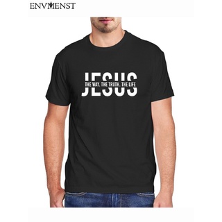 เสื้อยืดพิมพ์ลายแฟชั่น เสื้อยืด ผ้าฝ้าย พิมพ์ลายกราฟฟิค Jesus The Way The Truth The Life Faith Religious สไตล์วินเทจ สํา