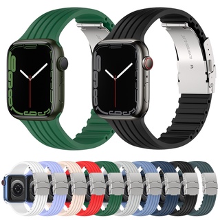 สายนาฬิกาข้อมือซิลิโคน สําหรับ Smart Watch band serie 8 7 6 SE 5 4 3 iwatch 49 มม. 45 มม. 44 มม. 42 มม. 41 มม. 40 มม. 38 มม. 45 มม.