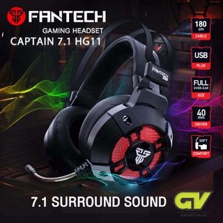 FANTECH รุ่น HG11 (Captain 7.1) หูฟังแบบครอบหู คอมพิวเตอร์และแล็ปท็อป Stereo Headset for Gaming มีไมโครโฟน (สีดำ)