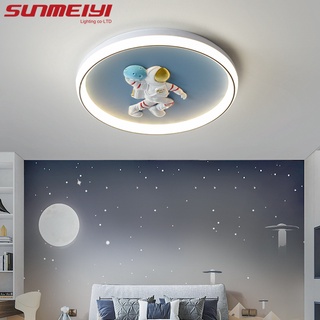 Sunmeiyi โคมไฟเพดาน 220V ลายการ์ตูนเครื่องบิน สีฟ้า สําหรับห้องนอนเด็ก