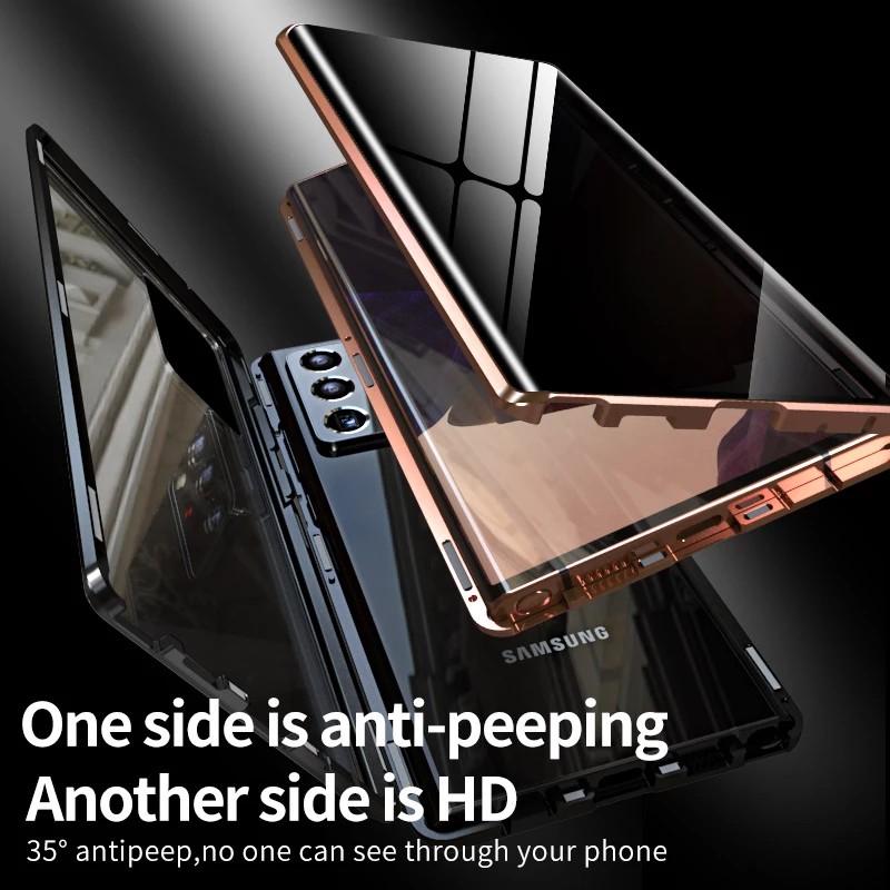 เคสโทรศัพท์มือถือ เพื่อความเป็นส่วนตัว สําหรับ Galaxy S21FE S20FE Note20⭐เคสโทรศัพท์ กรอบโลหะ กระจกนิรภัย แม่เหล็ก สองด้าน⭐เคส Samsung