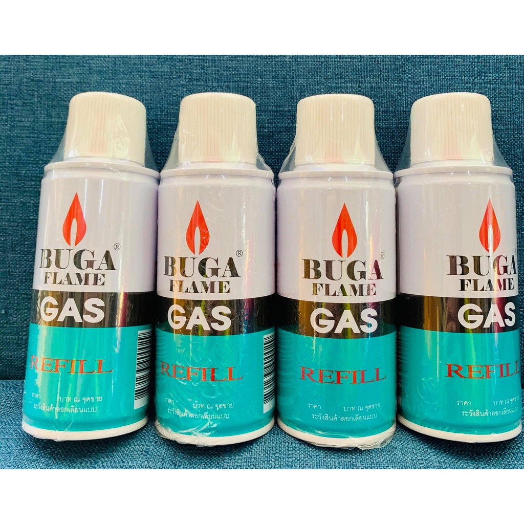 แก๊สกระป๋อง 🔥ส่งด่วน!🔥 [4 กระป๋อง] แก๊สเติมไฟแช็ค BUGA GAS REFILL กระป๋องใหญ่ขนาด 290 กรัม