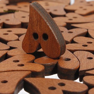 【💒 VIP】100Pcs Brown Wooden 2-Hole Heart Shape Buttons for DIY Craft Sewing Scrapbooking