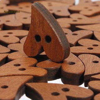 【💒 VIP】100Pcs Brown Wooden 2-Hole Heart Shape Buttons for DIY Craft Sewing Scrapbooking