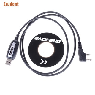 &lt;Erudent&gt; สายเคเบิล Usb 2Pin 1 เส้น พร้อมซอฟต์แวร์ซีดี สําหรับ Baofeng Uv-5R