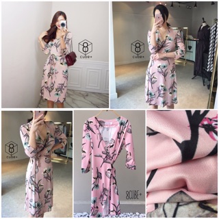 pink rose wrap dress