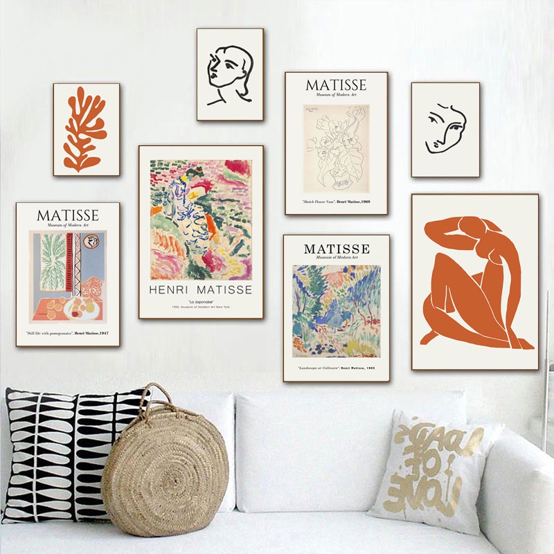 ภาพโปสเตอร์ผ้าใบพิมพ์ลาย Henri Matisse สไตล์วินเทจสําหรับตกแต่งบ้าน