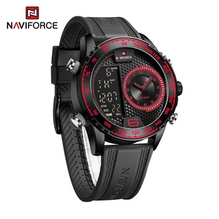 Naviforce นาฬิกาข้อมือควอทซ์ โครโนกราฟ ดิจิทัล สายเหล็ก กันน้ํา สีทอง หรูหรา สําหรับผู้ชาย