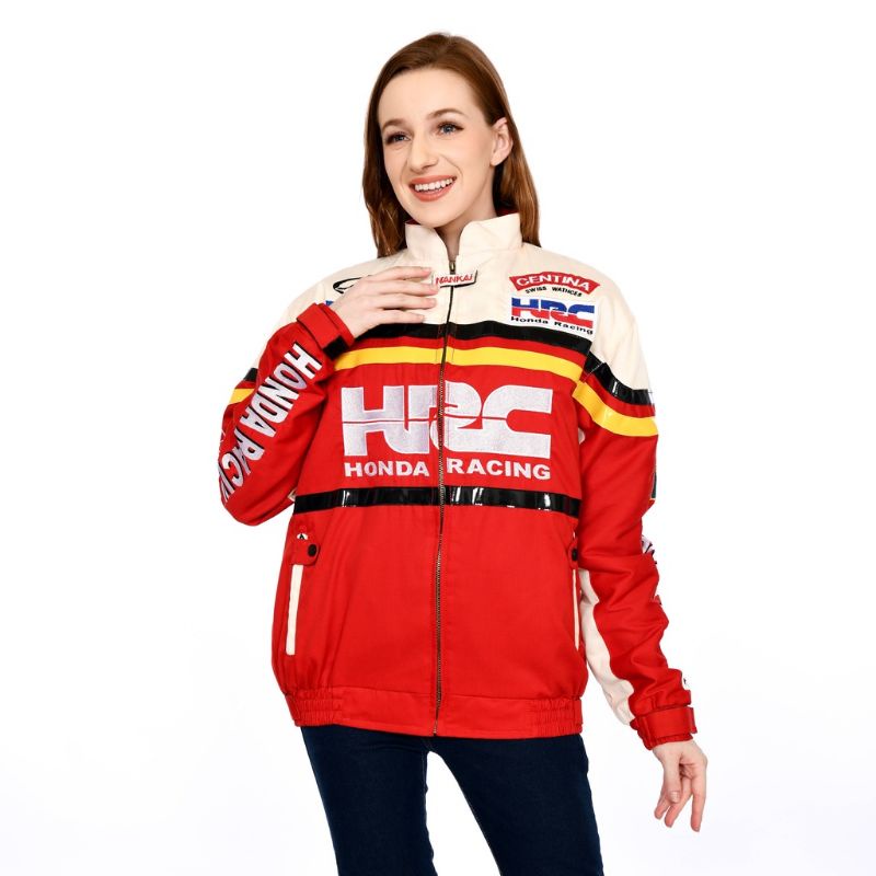 MERAH Honda HRC Racing Team Jacket สีแดงและครีมสําหรับ Beat, Scoopy, Vario, PCX Motorcycles
