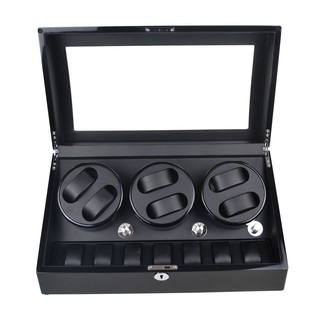 Watch Winder กล่องหมุนนาฬิกา ออโตเมติก แบบอโตเมติก 6 เรือน ควอตซ์ 7 เรือน สีดำ/สีดำ