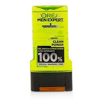 L'OREAL Men Expert Shower Gel - Clean Power (For Body, Face &amp; Hair) Size: 300ml/10.1oz
